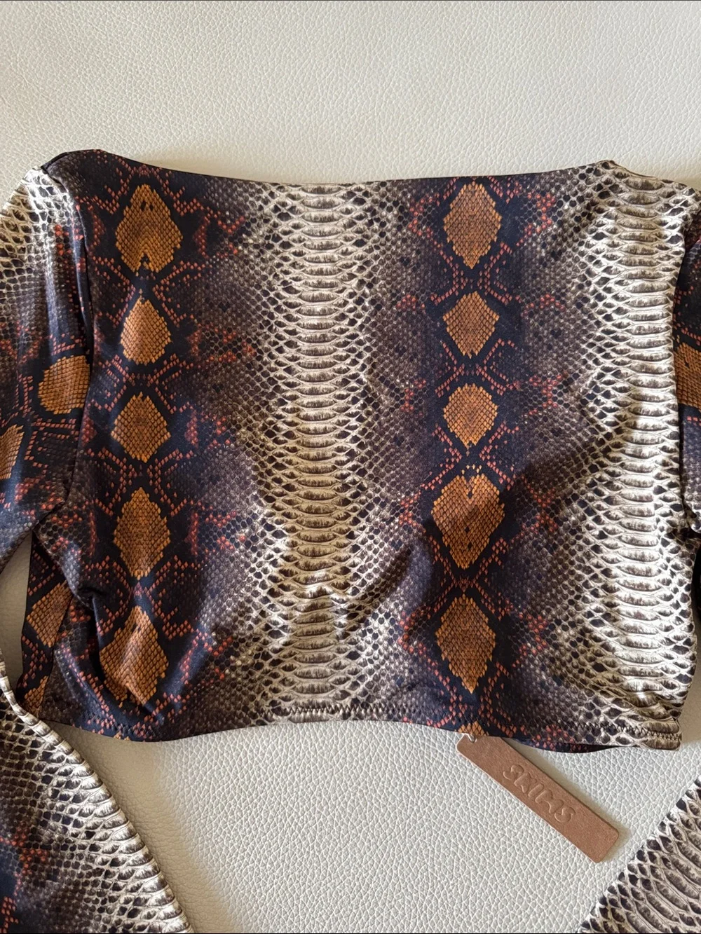 SKIMS Swim Top (snake print) — Desert Sand